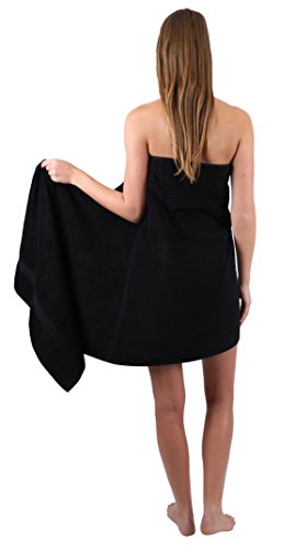 Betz 2 Stück Premium Saunatücher Saunatuch Saunahandtuch Set 100% Baumwolle Frottier XXL Badetuch Strandtuch Größe 70 x 200 cm Farbe schwarz - 5