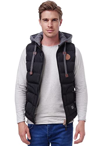 BLACKROCK Herren Outdoor-Weste - Slim-Fit - Abnehmbare Kapuze und Stehkragen - Moderne Stepp-Weste - Schwarz L - 1