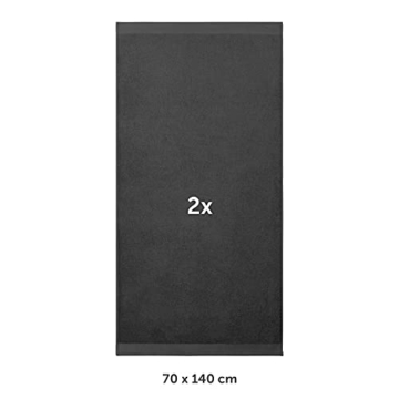 Blumtal 2er Set Badtücher 70x140cm - Handtücher Set, weich und saugstark, 100% Baumwolle, Oeko-Tex 100 Zertifiziert, Anthrazit - 2