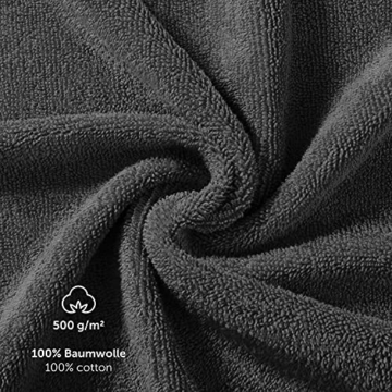 Blumtal 2er Set Badtücher 70x140cm - Handtücher Set, weich und saugstark, 100% Baumwolle, Oeko-Tex 100 Zertifiziert, Anthrazit - 3