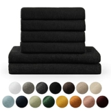 Blumtal Handtücher Set 2 Badetücher 70x140 + 4 Handtücher 50x100 - weich und saugstark, 100% Baumwolle, Oeko-Tex 100 Zertifiziert, Schwarz - 1