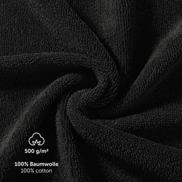 Blumtal Handtücher Set 2 Badetücher 70x140 + 4 Handtücher 50x100 - weich und saugstark, 100% Baumwolle, Oeko-Tex 100 Zertifiziert, Schwarz - 3