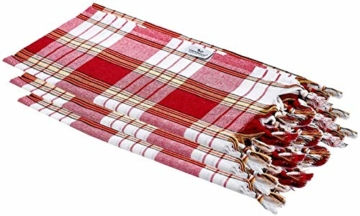 Carenesse Hamamtuch Classic 3er Set 80 x 170 cm I Hamam Handtücher 100% Baumwolle I 3X saugfähiges & schnell trocknendes Pestemal rot kariert I Kompaktes Hamam Strandtuch/Saunahandtuch Bundle - 1