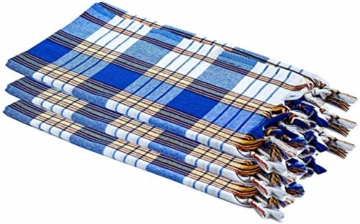 Carenesse Hamamtuch Classic 3er Set 80 x 170 cm I Hamam Handtücher 100% Baumwolle I 3X saugfähiges & schnell trocknendes Pestemal blau kariert I Kompaktes Hamam Strandtuch/Saunahandtuch Bundle - 1