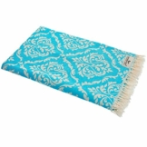 Carenesse Jacquard Hamamtuch Barock 90 x 175 cm türkis I Edles Hamam Handtuch 100% saugfähige Baumwolle mit hochwertiger Webung I Pestemal / Fouta weich & zart I Leichtes Hamam Strandtuch kompakt - 1