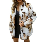 Damen Leopard Pelz Mantel Fellmantel Kunstpelz Jacke Warm Winterjacke Pelzmantel Damen Faux Pelz Mantel Mode Winter Warm Outwear Jacke Cardigan Cocktail Club Party - 1