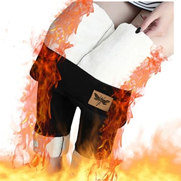Damen Winter-Leggins Warm-Gefüttert-Thermo-Leggings High-Waist with-Fleece-Strumpfhose: Dicke Strumpfhosen Blickdicht Lang Haushose Pyjamahose Strumpfleggings Thermohose - 2