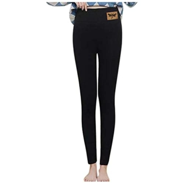 Damen Winter-Leggins Warm-Gefüttert-Thermo-Leggings High-Waist with-Fleece-Strumpfhose: Dicke Strumpfhosen Blickdicht Lang Haushose Pyjamahose Strumpfleggings Thermohose - 3