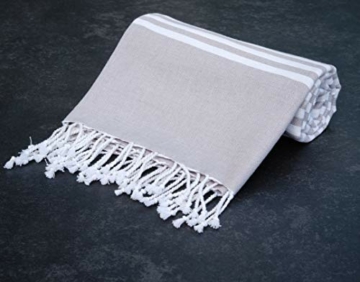 DaWo Hamamtuch, Badetuch, Fouta - ideal für Strand, Sauna, Yoga, Reisen, Baden - XXL (100x180cm) - 100% Baumwolle - Oeko-TEX® (Hellgrau) - 5