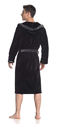 Di Ficchiano Herren MONZA Bademantel mit Kapuze Morgenmantel Herren Nachtwäsche Saunamantel Öko-Tex Standard 100 verifiziert - XL, Black Grey - 3