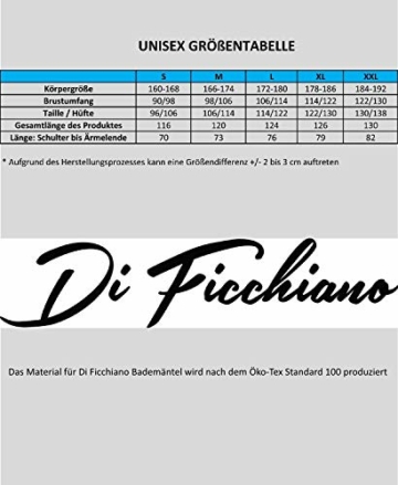Di Ficchiano Herren MONZA Bademantel mit Kapuze Morgenmantel Herren Nachtwäsche Saunamantel Öko-Tex Standard 100 verifiziert - XL, Black Grey - 7