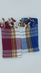 Dufte Momente 2 x Pestemal »Hamamtuch« Classic kariert ca. 80x180 cm 100% Baumwolle (blau und rot) - 1