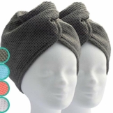 ELEXACARE Haarturban, Turban Handtuch mit Knopf (2 Stück anthrazit), Mikrofaser Handtuch für Kopf und Lange Haare - 1
