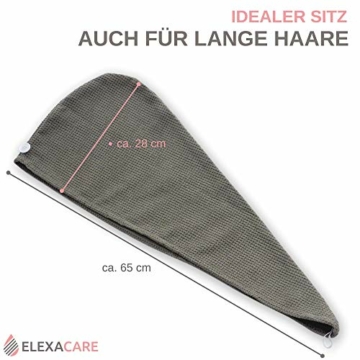 ELEXACARE Haarturban, Turban Handtuch mit Knopf (2 Stück anthrazit), Mikrofaser Handtuch für Kopf und Lange Haare - 3