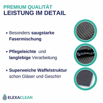 ELEXACLEAN Geschirrtücher (6er Set, 68x42 cm, anthrazit) weiche Microfaser Geschirrhandtücher, Waffeltücher Handtücher für die Küche - 3