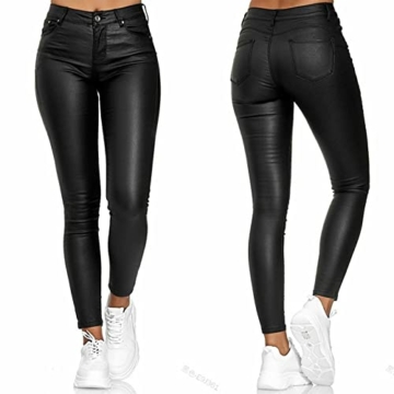 Enge Hosen Damen Stretch PU-Leder Leggings High Waist Stretch Kunstleder Yoga Hose Lederhose Skinny Legging Schlank Lang Hose Jeggings Strumpfhose - 2