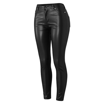 Enge Hosen Damen Stretch PU-Leder Leggings High Waist Stretch Kunstleder Yoga Hose Lederhose Skinny Legging Schlank Lang Hose Jeggings Strumpfhose - 4