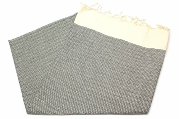 Extra Weiches Fouta Hamam-Tuch Sauna-Tuch Pestemal XXL Extra Groß 190 x 100cm - 100% Baumwolle aus Tunesien als Strand-Tuch, für Bad, Picnic, Yoga, Schal (Orientalisches Türkisches Bade-Tuch) (Grau) - 2