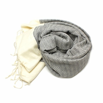 Extra Weiches Fouta Hamam-Tuch Sauna-Tuch Pestemal XXL Extra Groß 190 x 100cm - 100% Baumwolle aus Tunesien als Strand-Tuch, für Bad, Picnic, Yoga, Schal (Orientalisches Türkisches Bade-Tuch) (Grau) - 3