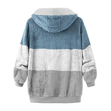 Generic Plüschjacke Damen Teddy mit Kapuze Kurz Lang Flauschig Elegant Plüschmantel Plüsch Oberbekleidung für Winter Kunstpelzjacke Wintermantel Jacke Hoodie Winterjack Fleecejacke - 4