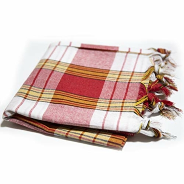 Hamamtuch im klassisch kariertem rot aus 100% Baumwolle - 80 cm x 185 cm - Pestemal, Badetuch, Handtuch, Strandtuch, Türkisches Handtuch in groß für Hamam & Zuhause - 2