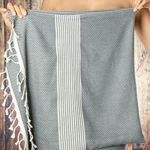 Happy Towels Hamamtücher | Grau und Weiß | 210 cm x 95 cm | 60% Bambus und 40% Bio-Baumwolle | Fairtrade - 1