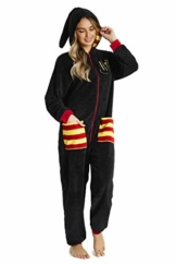 Harry Potter Jumpsuit, Overall Onesie Damen und Herren, Fleece Schlafoverall Einteiler, One Piece Hausanzug Kuschelig, Unisex Schwarz Overall für Winter (Schwarz, M) - 1