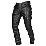 Herren Rock Steampunk Cargohose Up PU Leder Baggy Streetwear Punk HoseGothic Schwarz Lederhose Vintage Lange Slim Fit Bikerhose Motorradhose - 1