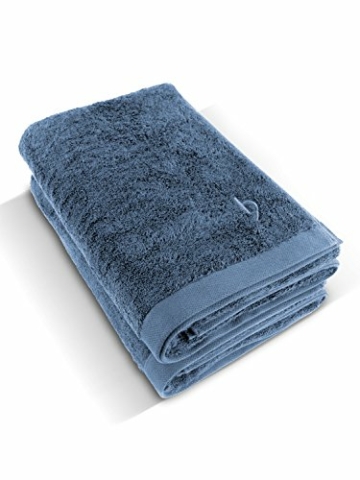 herzbach home Luxus Handtuch Duschtuch 2er-Set Premium Qualität aus 100% ägyptischer Baumwolle 70 x 140 cm 600 g/m² (Blau (Graublau)) - 2