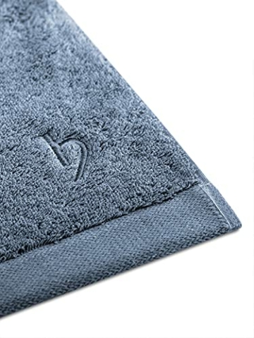 herzbach home Luxus Handtuch Duschtuch 2er-Set Premium Qualität aus 100% ägyptischer Baumwolle 70 x 140 cm 600 g/m² (Blau (Graublau)) - 4
