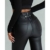 Hongsuny Damen Kunstlederhose Sexy Rückenreißverschluss Hohe Taille PU Leder Skinny Pants Schlanke Knopfleder Leggings mit Taschen - 5