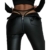 Hongsuny Damen Kunstlederhose Sexy Rückenreißverschluss Hohe Taille PU Leder Skinny Pants Schlanke Knopfleder Leggings mit Taschen - 1