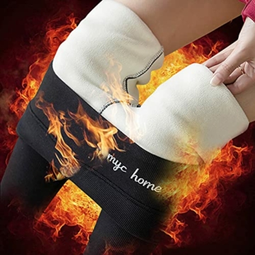Hose Fleece Damen Gefüttert Warm Frauen Dicke Strumpfhose Warme Leggings Thermoleggins Elastische Jogginghose Thermo Freizeithose Winter Thermal Pants Fleece Sweatpants Plüsch Freizeithose Leggins - 4