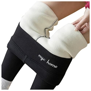 Hose Fleece Damen Gefüttert Warm Frauen Dicke Strumpfhose Warme Leggings Thermoleggins Elastische Jogginghose Thermo Freizeithose Winter Thermal Pants Fleece Sweatpants Plüsch Freizeithose Leggins - 1