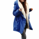 iHee Damen Mäntel, 2017 Neue Winter Warm Thick Fleece Faux Fur Coat Jacket Parka Hooded Trench Outwear (M, Blau) - 1