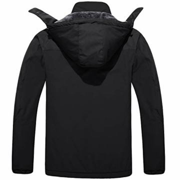 KEFITEVD Winterjacke Herren Warm Softshell Jacke Wasserdicht Snowboardjacke Gefüttert Kapuzenjacke Thermo Outdoorjacke für Snowboard Ski Männer Schwarz XL - 2
