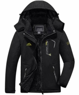 KEFITEVD Winterjacke Herren Warm Softshell Jacke Wasserdicht Snowboardjacke Gefüttert Kapuzenjacke Thermo Outdoorjacke für Snowboard Ski Männer Schwarz XL - 1