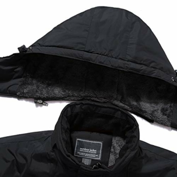KEFITEVD Winterjacke Herren Warm Softshell Jacke Wasserdicht Snowboardjacke Gefüttert Kapuzenjacke Thermo Outdoorjacke für Snowboard Ski Männer Schwarz XL - 4