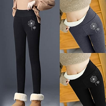 Leggings Damen Thermo Leggings Damen Winter Gefüttert Große Größen Outdoor Bunt Weihnachten Muster High Waist Strumpfhose Winterleggings - 2