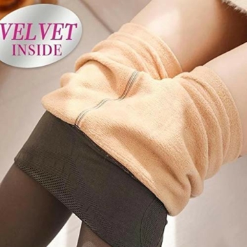 LOPILY Thermostrumpfhose Hautfarbe Thermo Strumpfhose Damen Gefütterte Leggins Damen Winter Warm Winterleggings Dehbare Thermoleggings Thermounterhosen Blickdicht Frauen Leggings mit Innenfleece 220G - 3