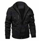 MAGCOMSEN Herren Winterparka Herrenjacke Warm Fleece Jacke Atmungsaktiv für Herren Gefüttert Mantel Outdoor Bomberjacke mit Abnehmbarer Kapuze Schwarz L - 1