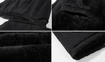 MAGCOMSEN Herren Winterparka Herrenjacke Warm Fleece Jacke Atmungsaktiv für Herren Gefüttert Mantel Outdoor Bomberjacke mit Abnehmbarer Kapuze Schwarz L - 5