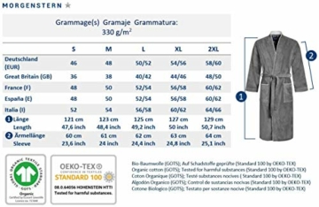 Morgenstern Bademantel für Herren aus Bio Bio Baumwolle in Grau Herren Duschmantel lang Männer Duschmantel Frottee Grösse L Peer - 5