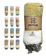 pamuq® Strandtuch XXL Saunatuch Badetuch Hamamtuch Groß Baumwolle Oeko-TEX® Duschtuch Pestemal Handtuch Fouta Pareo Yoga Decke Sporttuch Sarong Herren Damen - 1