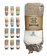 pamuq® Strandtuch XXL Saunatuch Badetuch Hamamtuch Groß Baumwolle Oeko-TEX® Duschtuch Pestemal Handtuch Fouta Pareo Yoga Decke Sporttuch Sarong Herren Damen - 1