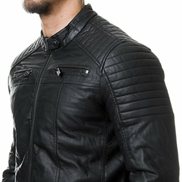 Redbridge Herren Jacke Übergangsjacke Biker Lederjacke Echtleder Kunstleder Baumwolle mit gesteppten Bereichen (XL, Schwarz - Kunstleder) - 2