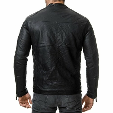 Redbridge Herren Jacke Übergangsjacke Biker Lederjacke Echtleder Kunstleder Baumwolle mit gesteppten Bereichen (XL, Schwarz - Kunstleder) - 4