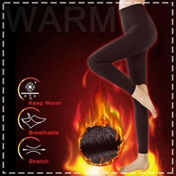 RYTEJFES Damen Thermo Leggings Winter Warm High-Waist Gefüttert-Thermohose Blickdicht 7/8 Lang Leggins Sportleggins Lang Strumpfhosen Yogahose Laufhose für Fitness Laufen Wandern - 5