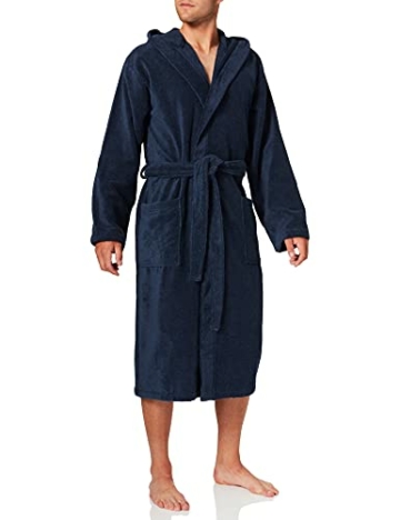 Schiesser Herren mit Kapuze Bademantel, Blau (815-navy), L EU - 1