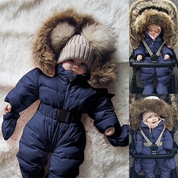 Schneeanzug Baby 0-24 Monate Junge Mädchen Herbst 56 80 86 92 Jungen 74/80 Born Fleece Strampler Spielanzug Jumpsuit Outfit Babykleidung Parka Jacke Mantel Winterjacke Kapuzenjacke Übergangsjacke - 4